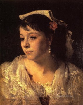 Cabeza de un retrato de mujer italiana John Singer Sargent Pinturas al óleo